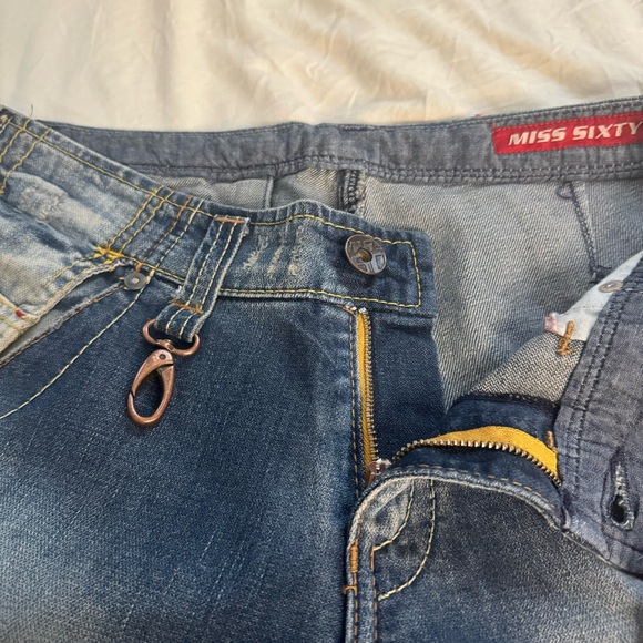 MISS SIXTY Y2K Denim Boot Cut Jeans Distressed Women’s 30 UNIQUE POCKETS - Picture 6 of 13